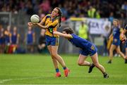 3 August 2019; Kayleigh Shine of Roscommon in action against Hannah Glennon of Longford during the All-Ireland Ladies Football Minor B Final match between Longford and Roscommon at Duggan Park in Ballinasloe, Galway. Photo by Ray McManus/Sportsfile