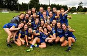 3 August 2019; Longford players including captain Muireann Claffey with the cup after the All-Ireland Ladies Football Minor B Final match between Longford and Roscommon at Duggan Park in Ballinasloe, Galway. Photo by Ray McManus/Sportsfile