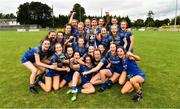 3 August 2019; Longford players including captain Muireann Claffey with the cup after the All-Ireland Ladies Football Minor B Final match between Longford and Roscommon at Duggan Park in Ballinasloe, Galway. Photo by Ray McManus/Sportsfile