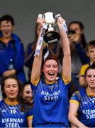 3 August 2019; Muireann Claffey of Longford lifts the cup after the All-Ireland Ladies Football Minor B Final match between Longford and Roscommon at Duggan Park in Ballinasloe, Galway. Photo by Ray McManus/Sportsfile