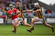 3 August 2019; Brian Roche of Cork in action against Eoin Cody of Kilkenny during the Bord Gáis GAA Hurling All-Ireland U20 Championship Semi-Final match between Kilkenny and Cork at O’Moore Park in Portlaoise, Laois. Photo by Harry Murphy/Sportsfile