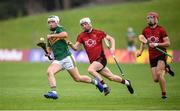 3 August 2019; Shane McElligott of Kerry in action against Phelim Savage of Down during the Bord Gais Energy GAA Hurling All-Ireland U20B Championship Final match between Down and Kerry at Páirc Tailteann in Navan, Meath. Photo by Stephen McCarthy/Sportsfile