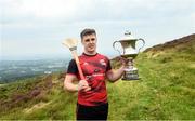 3 August 2019; Winner Cillian Kiely of Offaly poses for a picture with the Corn Setana trophy following the 2019 M. Donnelly GAA All-Ireland Poc Fada Finals at Annaverna Mountain in the Cooley Peninsula, Ravensdale, Co Louth. Photo by David Fitzgerald/Sportsfile