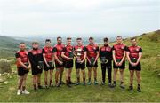 3 August 2019; Competitors, from left, Paddy McKillian, Callum Quirke, Darren Geoghegan, Gareth Johnson, Cathal Kiely, Cillian Kiely, Ronan Taafe, Sean Nugent and Tadhg Haran following the 2019 M. Donnelly GAA All-Ireland Poc Fada Finals at Annaverna Mountain in the Cooley Peninsula, Ravensdale, Co Louth. Photo by David Fitzgerald/Sportsfile