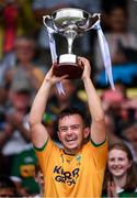 3 August 2019; Kerry captain Adam O'Sullivan lifts the Richie McElligott Cup following the Bord Gais Energy GAA Hurling All-Ireland U20B Championship Final match between Down and Kerry at Páirc Tailteann in Navan, Meath. Photo by Stephen McCarthy/Sportsfile