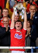 3 August 2019; Cork captain Peter O'Driscoll celebrates with the cup following the EirGrid GAA Football All-Ireland U20 Championship Final match between Cork and Dublin at O’Moore Park in Portlaoise, Laois. Photo by Harry Murphy/Sportsfile