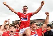 3 August 2019; Cork captain Peter O'Driscoll celebrates with his team-mates after the EirGrid GAA Football All-Ireland U20 Championship Final match between Cork and Dublin at O’Moore Park in  Portlaoise, Laois. Photo by Matt Browne/Sportsfile