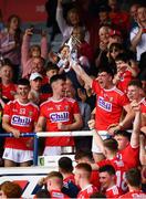 3 August 2019; Cork captain Peter O'Driscoll lifts the trophy followingthe EirGrid GAA Football All-Ireland U20 Championship Final match between Cork and Dublin at O’Moore Park in Portlaoise, Laois. Photo by Harry Murphy/Sportsfile