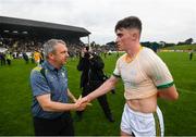 3 August 2019; Kerry manager Peter Keane and Seán O'Shea following the GAA Football All-Ireland Senior Championship Quarter-Final Group 1 Phase 3 match between Meath and Kerry at Páirc Tailteann in Navan, Meath. Photo by Stephen McCarthy/Sportsfile
