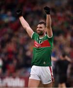 3 August 2019; Aidan O’Shea of Mayo celebrates at the final whistle after the GAA Football All-Ireland Senior Championship Quarter-Final Group 1 Phase 3 match between Mayo and Donegal at Elvery’s MacHale Park in Castlebar, Mayo. Photo by Daire Brennan/Sportsfile