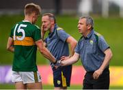 3 August 2019; Kerry manager Peter Keane and Killian Spillane during the GAA Football All-Ireland Senior Championship Quarter-Final Group 1 Phase 3 match between Meath and Kerry at Páirc Tailteann in Navan, Meath. Photo by Stephen McCarthy/Sportsfile