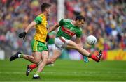 3 August 2019; Jason Doherty of Mayo is tackled by Daire Ó Baoill of Donegal during the GAA Football All-Ireland Senior Championship Quarter-Final Group 1 Phase 3 match between Mayo and Donegal at Elvery’s MacHale Park in Castlebar, Mayo. Photo by Brendan Moran/Sportsfile