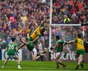 3 August 2019; Michael Murphy of Donegal in action against Colm Boyle and Lee Keegan of Mayo during the GAA Football All-Ireland Senior Championship Quarter-Final Group 1 Phase 3 match between Mayo and Donegal at Elvery’s MacHale Park in Castlebar, Mayo. Photo by Brendan Moran/Sportsfile