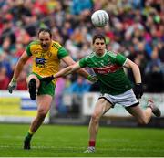 3 August 2019; Michael Murphy of Donegal in action against Lee Keegan of Mayo during the GAA Football All-Ireland Senior Championship Quarter-Final Group 1 Phase 3 match between Mayo and Donegal at Elvery’s MacHale Park in Castlebar, Mayo. Photo by Brendan Moran/Sportsfile