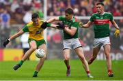 3 August 2019; Michael Langan of Donegal is tackled by Lee Keegan of Mayo during the GAA Football All-Ireland Senior Championship Quarter-Final Group 1 Phase 3 match between Mayo and Donegal at Elvery’s MacHale Park in Castlebar, Mayo. Photo by Brendan Moran/Sportsfile