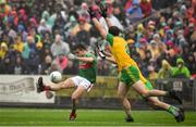 3 August 2019; Jason Doherty of Mayo in action against Ryan McHugh and Hugh McFadden of Donegal during the GAA Football All-Ireland Senior Championship Quarter-Final Group 1 Phase 3 match between Mayo and Donegal at Elvery’s MacHale Park in Castlebar, Mayo. Photo by Brendan Moran/Sportsfile