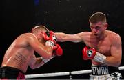 3 August 2019; Paddy Gallagher, right, in action against Chris Jenkins during their welterweight bout at Falls Park in Belfast. Photo by Ramsey Cardy/Sportsfile
