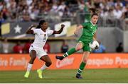 3 August 2019; Heather Payne of Republic of Ireland and Crystal Dunn of USA during the Women's International Friendly match between USA and Republic of Ireland at Rose Bowl in Pasadena, California, USA. Photo by Cody Glenn/Sportsfile