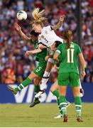 3 August 2019; Samantha Mewis of USA in action against Niamh Fahey, left, and Niamh Farrelly of Republic of Ireland during the Women's International Friendly match between USA and Republic of Ireland at Rose Bowl in Pasadena, California, USA. Photo by Cody Glenn/Sportsfile