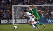 3 August 2019; Carli Lloyd of USA and Louise Quinn of Republic of Ireland during the Women's International Friendly match between USA and Republic of Ireland at Rose Bowl in Pasadena, California, USA. Photo by Cody Glenn/Sportsfile