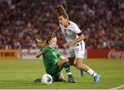 3 August 2019; Tobin Heath of USA and Harriet Scott of Republic of Ireland during the Women's International Friendly match between USA and Republic of Ireland at Rose Bowl in Pasadena, California, USA. Photo by Cody Glenn/Sportsfile