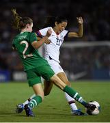 3 August 2019; Christen Press of USA and Heather Payne of Republic of Ireland during the Women's International Friendly match between USA and Republic of Ireland at Rose Bowl in Pasadena, California, USA. Photo by Cody Glenn/Sportsfile
