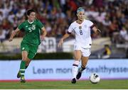 3 August 2019; Julie Ertz of USA and Niamh Fahey of Republic of Ireland during the Women's International Friendly match between USA and Republic of Ireland at Rose Bowl in Pasadena, California, USA. Photo by Cody Glenn/Sportsfile