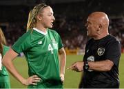 3 August 2019; Republic of Ireland interim manager Tom O'Connor and Louise Quinn following the Women's International Friendly match between USA and Republic of Ireland at Rose Bowl in Pasadena, California, USA. Photo by Cody Glenn/Sportsfile