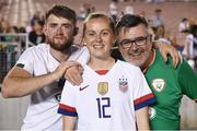 3 August 2019; Republic of Ireland's Claire Walsh with brother Hugh and father Bill following the Women's International Friendly match between USA and Republic of Ireland at Rose Bowl in Pasadena, California, USA. Photo by Cody Glenn/Sportsfile