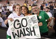 3 August 2019; Republic of Ireland's Claire Walsh poses for a photograph with her father Bill and friend & former team-mate Danica Foglio following the Women's International Friendly match between USA and Republic of Ireland at Rose Bowl in Pasadena, California, USA. Photo by Cody Glenn/Sportsfile