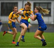 3 August 2019; Ellen Irwin of Roscommon in action against Orla Nevin of Longford during the All-Ireland Ladies Football Minor B Final match between Longford and Roscommon at Duggan Park in Ballinasloe, Galway. Photo by Ray McManus/Sportsfile