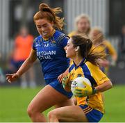 3 August 2019; Saoirse Wynne of Roscommon in action against Molly Mullvihill of Longford during the All-Ireland Ladies Football Minor B Final match between Longford and Roscommon at Duggan Park in Ballinasloe, Galway. Photo by Ray McManus/Sportsfile