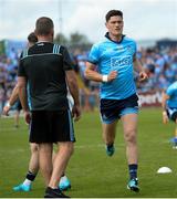 4 August 2019; Diarmuid Connolly of Dublin during the warm up before the GAA Football All-Ireland Senior Championship Quarter-Final Group 2 Phase 3 match between Tyrone and Dublin at Healy Park in Omagh, Tyrone. Photo by Oliver McVeigh/Sportsfile