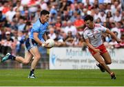 4 August 2019; Diarmuid Connolly of Dublin in action against Conall McCann of Tyrone during the GAA Football All-Ireland Senior Championship Quarter-Final Group 2 Phase 3 match between Tyrone and Dublin at Healy Park in Omagh, Tyrone. Photo by Brendan Moran/Sportsfile