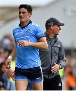 4 August 2019; Diarmuid Connolly of Dublin leaves the pitch after being shown a black card during the GAA Football All-Ireland Senior Championship Quarter-Final Group 2 Phase 3 match between Tyrone and Dublin at Healy Park in Omagh, Tyrone. Photo by Brendan Moran/Sportsfile