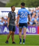 4 August 2019; Diarmuid Connolly of Dublin with forwards coach Jason Sherlock during the GAA Football All-Ireland Senior Championship Quarter-Final Group 2 Phase 3 match between Tyrone and Dublin at Healy Park in Omagh, Tyrone. Photo by Brendan Moran/Sportsfile