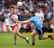 4 August 2019; David Mulgrew of Tyrone in action against Cian O'Connor of Dublin during the GAA Football All-Ireland Senior Championship Quarter-Final Group 2 Phase 3 match between Tyrone and Dublin at Healy Park in Omagh, Tyrone. Photo by Oliver McVeigh/Sportsfile