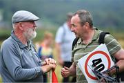 3 August 2019; Damian Callan, Poc Fada official, and the first ever winner of the men's senior hurling competition, in 1960, left, and Pat McGinn, Poc Fada official, after the 2019 M. Donnelly GAA All-Ireland Poc Fada Finals at Annaverna Mountain in the Cooley Peninsula, Ravensdale, Co Louth. Photo by Piaras Ó Mídheach/Sportsfile