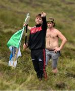 3 August 2019; Robert O’Donnell, from Pallasgreen, supporting Colin Ryan of Limerick, left, during the 2019 M. Donnelly GAA All-Ireland Poc Fada Finals at Annaverna Mountain in the Cooley Peninsula, Ravensdale, Co Louth. Photo by Piaras Ó Mídheach/Sportsfile