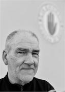 5 August 2019; (EDITORS NOTE; Image was converted to black and white) Tyrone manager Mickey Harte poses for a portrait after a press conference at Tyrone Centre of Excellence in Garvaghy, Tyrone. Photo by Brendan Moran/Sportsfile