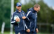 5 August 2019; Attack coach Mike Catt, left, and defence coach Marius Goosen during an Italy Rugby training session at the University of Limerick in Limerick. Photo by David Fitzgerald/Sportsfile