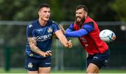 5 August 2019; Marco Zanon, left, and Jayden Hayward during an Italy Rugby training session at the University of Limerick in Limerick. Photo by David Fitzgerald/Sportsfile