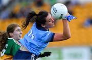 5 August 2019; Niamh McEvoy of Dublin in action against Tara Breen of Kerry during the TG4 All-Ireland Ladies Football Senior Championship Quarter-Final match between Dublin and Kerry at Bord na Móna O'Connor Park in Tullamore, Offaly. Photo by Piaras Ó Mídheach/Sportsfile