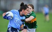 5 August 2019; Niamh McEvoy of Dublin in action against Tara Breen of Kerry during the TG4 All-Ireland Ladies Football Senior Championship Quarter-Final match between Dublin and Kerry at Bord na Móna O'Connor Park in Tullamore, Offaly. Photo by Piaras Ó Mídheach/Sportsfile
