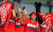 5 August 2019; Faye Ahern of Cork, right, celebrates after the All-Ireland Ladies Football Minor A Championship Final match between Cork and Monaghan at Bord na Móna O'Connor Park in Tullamore, Offaly. Photo by Piaras Ó Mídheach/Sportsfile
