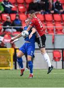 5 August 2019; Michael O'Connor of Waterford United in action against Eoin Toal of Derry City during the EA Sports Cup semi-final match between Derry City and Waterford at Ryan McBride Brandywell Stadium in Derry. Photo by Oliver McVeigh/Sportsfile