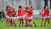 5 August 2019; Cork players celebrate after the All-Ireland Ladies Football Minor A Championship Final match between Cork and Monaghan at Bord na Móna O'Connor Park in Tullamore, Offaly. Photo by Piaras Ó Mídheach/Sportsfile