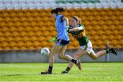 5 August 2019; Sinéad Aherne of Dublin shoots to score a second half goal as Eilis Lynch of Kerry closes in during the TG4 All-Ireland Ladies Football Senior Championship Quarter-Final match between Dublin and Kerry at Bord na Móna O'Connor Park in Tullamore, Offaly. Photo by Piaras Ó Mídheach/Sportsfile