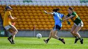 5 August 2019; Sinéad Aherne of Dublin shoots to score a second half goal as Eilis Lynch, right, and Laura Fitzgerald of Kerry close in during the TG4 All-Ireland Ladies Football Senior Championship Quarter-Final match between Dublin and Kerry at Bord na Móna O'Connor Park in Tullamore, Offaly. Photo by Piaras Ó Mídheach/Sportsfile