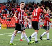 5 August 2019; David Parkhouse of Derry City celebrates after scoring his sides first goal during the EA Sports Cup semi-final match between Derry City and Waterford United at Ryan McBride Brandywell Stadium in Derry. Photo by Oliver McVeigh/Sportsfile